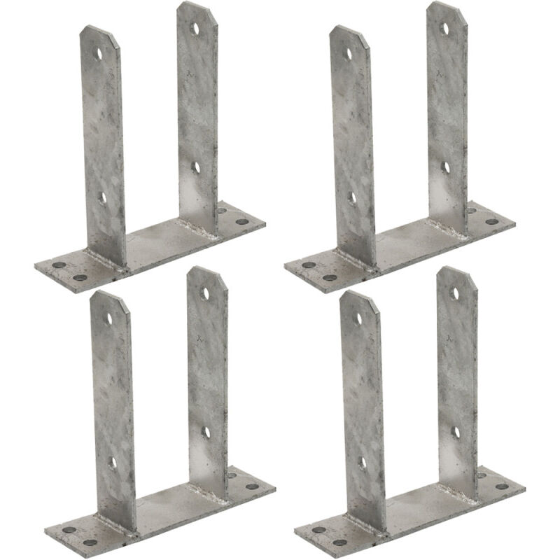 Lot de 4 Base en u pour poteau en bois de 7 cm Ancrage Metálica u Support de poteau en bois 16x20x7,1 cm