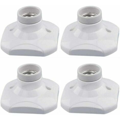 Lot de 4 bases à vis carrées E27, montage en surface, douille d'ampoule LED E27, douille E27 en céramique et base en plastique pour salon, chambre à coucher