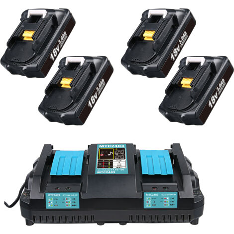 Lot de 4 batteries 3,0 Ah BL1850B et chargeur 3,5 A DC18RD pour Makita 18 V LXT BL1850 BL1840b BL1830 BL1815 BL1860B  outils BMR102 DMR104 DMR108 DMR107