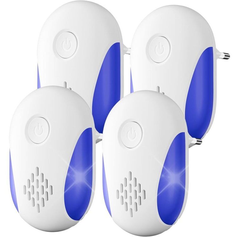 Lot de 4 blanc Répulsif Ultrason Souris et Rats ,Puissant Ultrasonique Contre Les Nuisibles for Anti Mouse and Other Pests Efectively