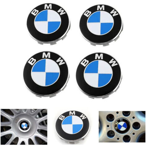 Lot de 4 Bleu Cache Moyeux Compatible with BMW Centre Roue ABS Accessoires de Voiture - 56mm