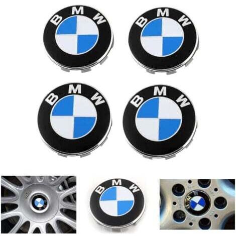 Lot de 4 Bleu Cache Moyeux Compatible with BMW Centre Roue ABS Accessoires de Voiture - 68mm