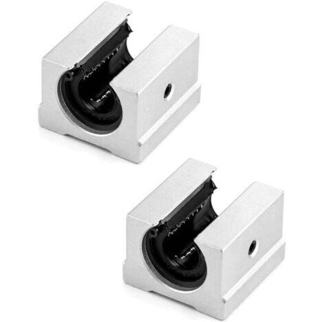 Lot de 4 Bloc Linéaire de Glissière à Roulement SBR16UU,en aluminium à roulement linéaire pour l'imprimante 3D d'arbre/tige de 16mm, machine de gravure,Rail et guide
