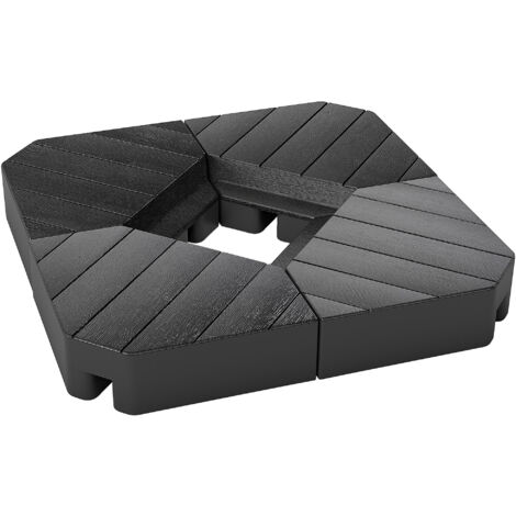 Lot de 4 blocs de lestage carrés pour parasols déportés à pied en croix - remplissables eau ou sable jusqu'à 60/80 kg