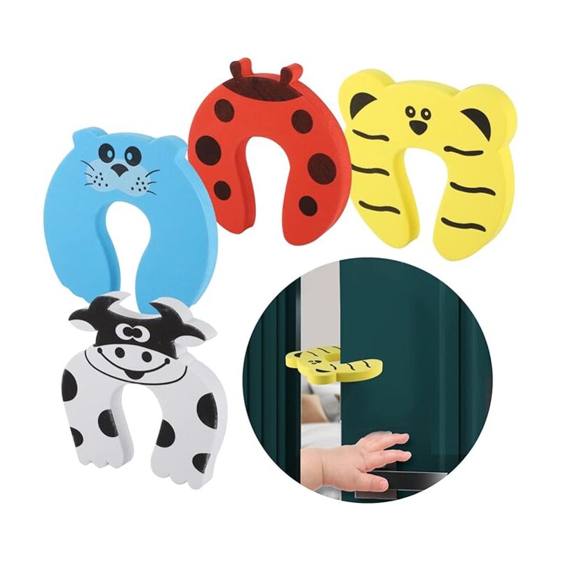 Linghhang - Lot de 4 Bloque-porte Anti Pincement, Bloque-porte Sécurité Bébé en Mousse Animaux Protection Porte Bébé pour Protège Doigt Enfant