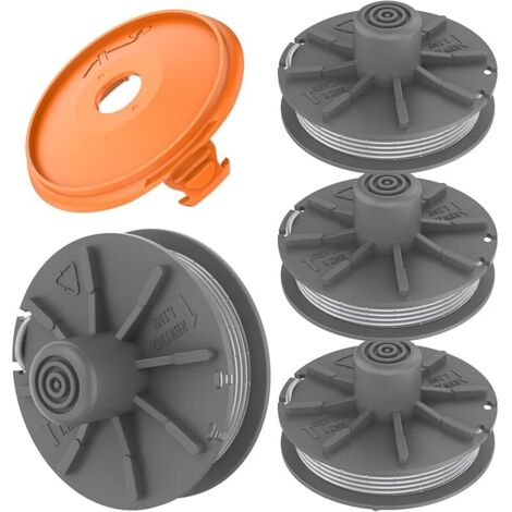 Lot de 4 Bobines de Débroussailleuse et 1 Couvercle de Bobine Compatible avec Gardena Turbotrimmer EasyCut 400 Art.8846, ComfortCut450 Art.8847, PowerCut Art.8848, SmallCut 300/23 Art.9805