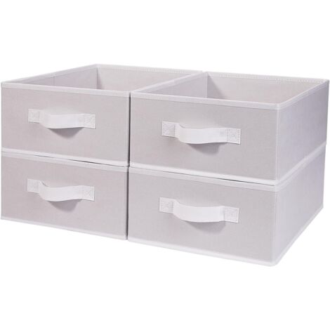 Lot de 4 Boite Rangement Tissu Pliable Avec Poignée Pour Étagère Kallax Vêtements Jouets