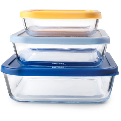 Lot de 4 boîtes à lunch carrées (différentes tailles)