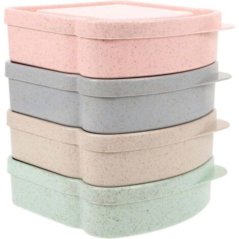 Lot de 4 boîtes à sandwich pour le déjeuner, en plastique, en forme de toast, réutilisables et compatibles micro-ondes et lave-vaisselle, idéales pour le bureau et le camping.