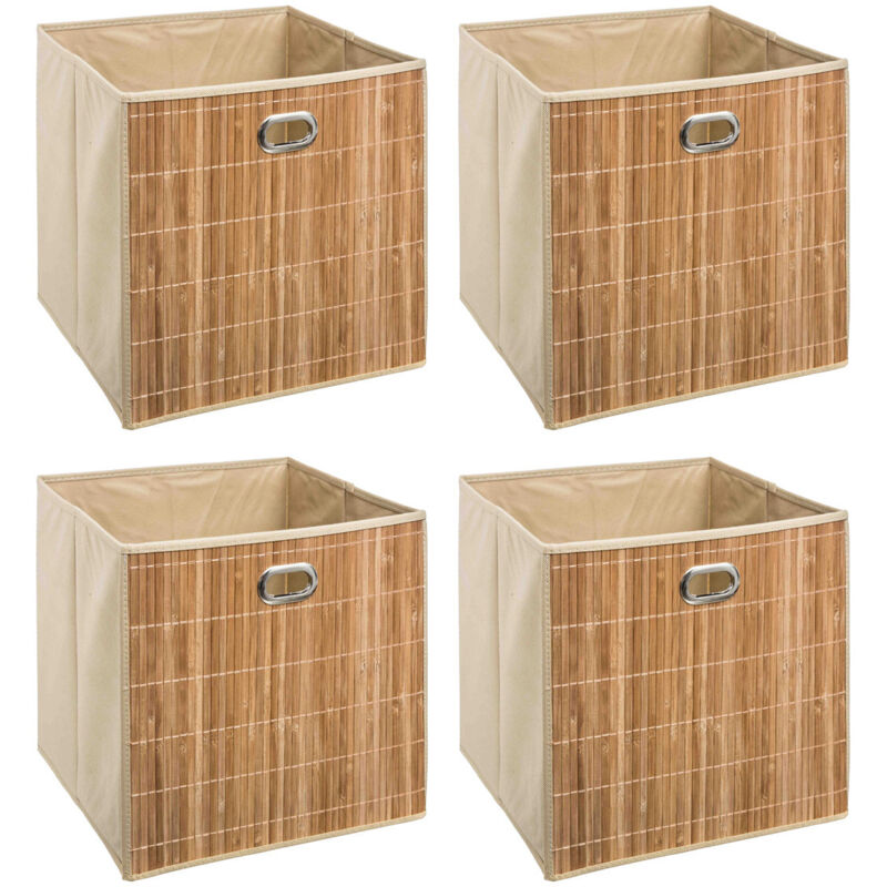 5five Simply Smart - Lot de 4 Boîtes de rangement Bambou Naturel 31 x 31 cm - Five