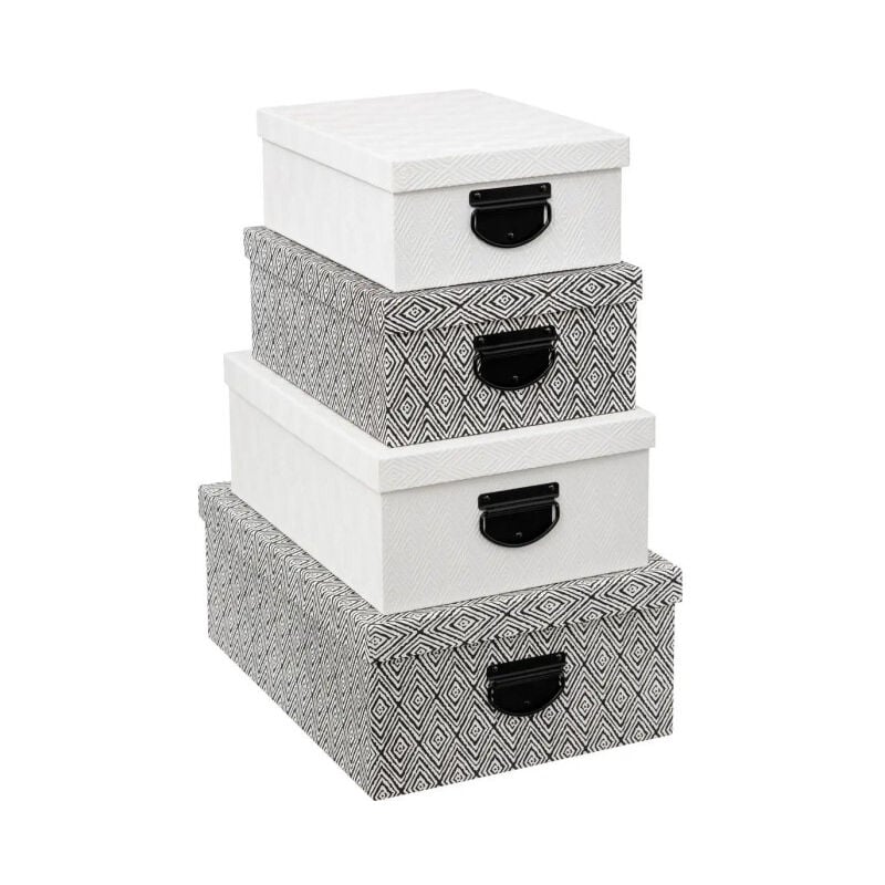 Five Simply Smart - Lot de 4 Boîtes de Rangement 'Effet Relief' 39cm Blanc