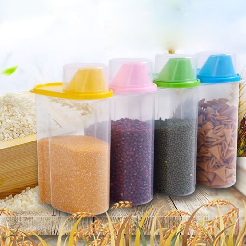 Feiyue - Lot de 4 boîtes de rangement hermétiques pour aliments secs, céréales, farine, pot hermétique, 1,9/2,5 l