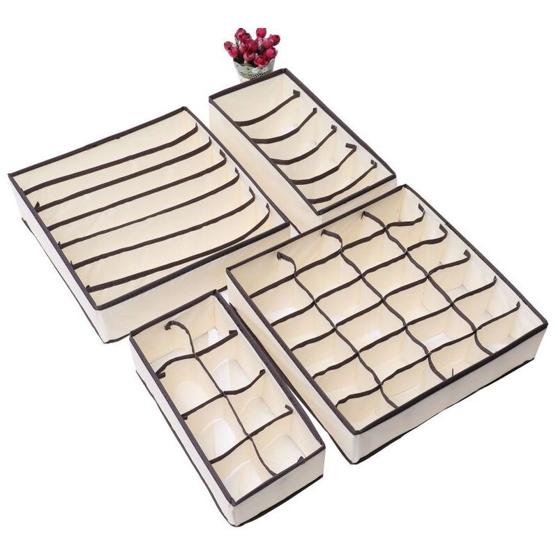 Fei Yu - Lot de 4 boîtes de rangement pliables en maille pour sous-vêtements