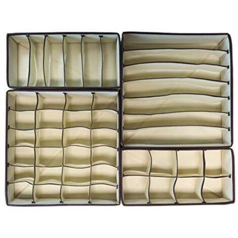Lot de 4 boîtes de rangement pliables pour sous-vêtements