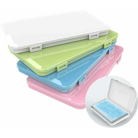 Lot de 4 Boîtes de Rangement RéUtilisable pour le Visage en Plastique,Anti-poussière et antibactériennes Boîte Étui pour Masques (Bleu, Vert,Rose,Blanc)