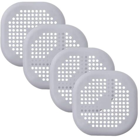 Lot de 4 bondes d'évier en silicone avec ventouse pour ramasse-cheveux - Dispositif anti-blocage pour cuisine et salle de bain (noir)