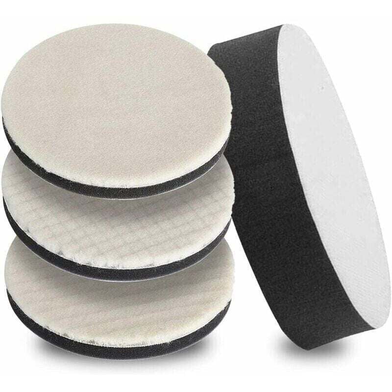 Image of Lot de 4 Bonnets de Polissage 125mm en Laine et Éponge pour Polisseuse Voiture Machine à Polir