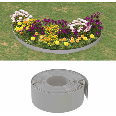 Lot de 4 Bordures de jardin Bordures de pelouse  gris 10 m 20 cm polyéthylène 99792