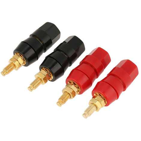 Lot de 4 bornes de connexion audio noires et rouges pour adaptateur de prise banane