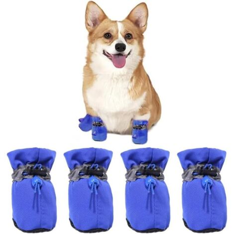 Lot de 4 bottes pour , chaussettes antidérapantes pour chiens, chaussures pour chien avec sangles réfléchissantes, chaussures pour réglables, chaussures pour protecteurs de