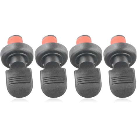 Lot de 4 bouchons de bouteille de vin avec levier à pression manuelle hermétique, étanche pour vin, bière, eau minérale, vinaigre et huile, plastique PP et caoutchouc (noir)