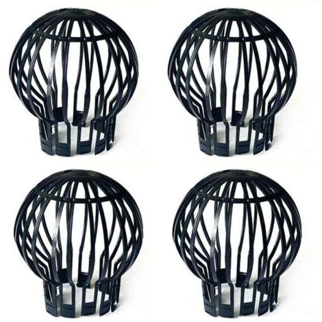 Lot de 4 bouchons de protection de gouttière en plastique pour tuyau de descente - Anti-blocage des feuilles, mousse, boue, boue, boules et autres débris - Noir