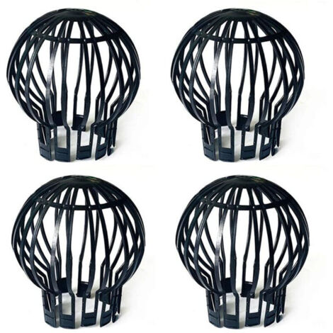 Lot de 4 bouchons de protection de gouttière en plastique pour tuyau de descente - Anti-blocage des feuilles, mousse, boue, boue, boules et autres débris - Noir
