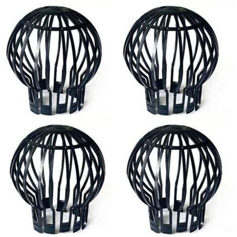 Lot de 4 bouchons de protection de gouttière en plastique pour tuyau de descente - Anti-blocage des feuilles, mousse, boue, boue, boules et autres débris - Noir