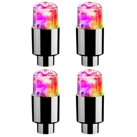 Lot de 4 bouchons de valve de pneu lumineux LED colorés pour voiture, moto et vélo - Accessoires auto-AquaForge