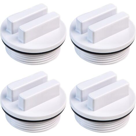 Lot de 4 bouchons de vidange de piscine blancs , bouchons de tuyau de piscine filetés , bouchons d'étanchéité de piscine filetés , tuyau de retour de piscine pour antigel de piscine