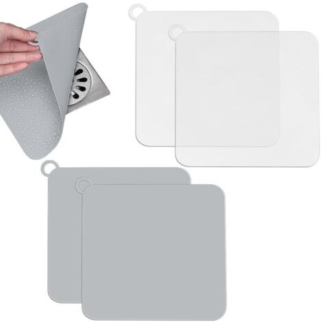 Lot de 4 bouchons de vidange de sol carrés de 20 cm, bouchon de baignoire, tapis de vidange de sol en silicone, bouchon de vidange anti-odeurs, couvercle universel de lavabo anti-odeurs pour cuisine,
