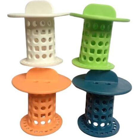Lot de 4 bouchons de vidange pour salle de bain avec attrape-cheveux et crépine (1,5-1,75 pouces)