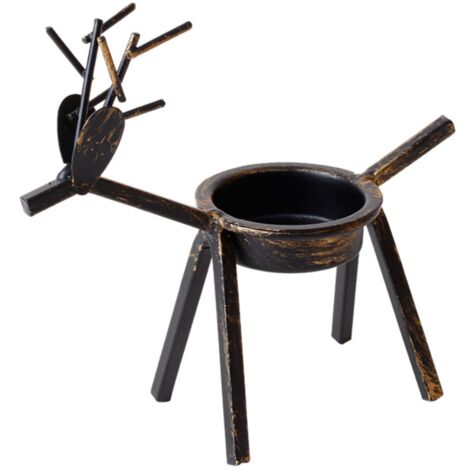 Lot de 4 bougeoirs en métal avec renne lumineux, pièce maîtresse de décoration de table de Noël