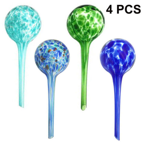 Lot de 4 boules d'arrosage, arrosage dosé des plantes et. Fleurs, aide à l'arrosage, bureau, vacances, H x P : environ 7,5 x 20 cm