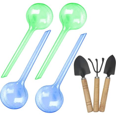 Lot de 4 boules d'arrosage, PVC, 26 x 8 cm, transparentes, pour plantes intérieures et extérieures