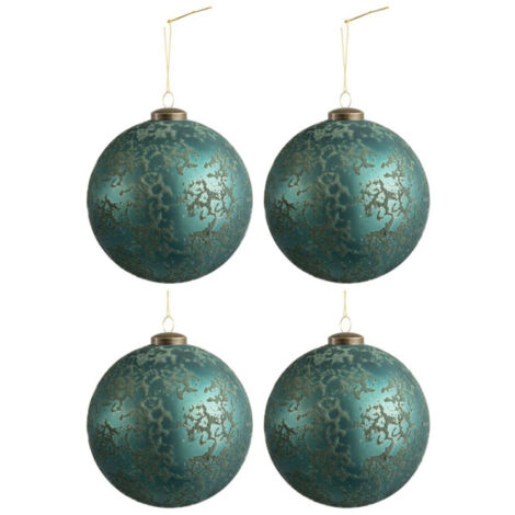 Lot de 4 Boules de Noël "Antique Azur" 14cm Bleu