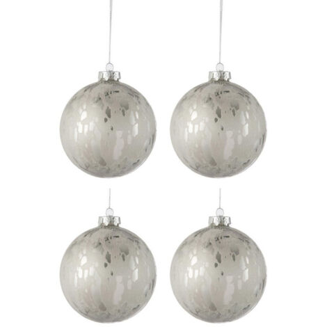 Lot de 4 Boules de Noël "Brillant" 10cm Argent