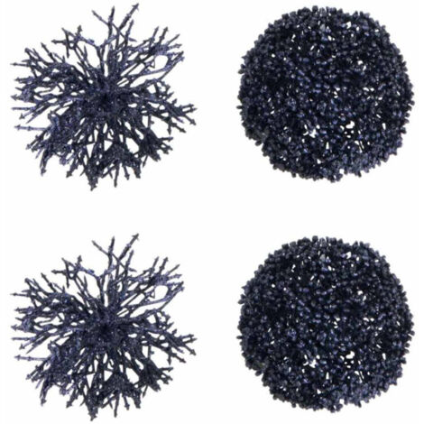 Lot de 4 Boules de Noël "Corail" 10cm Bleu