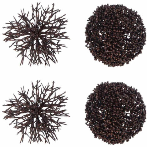 Lot de 4 Boules de Noël "Corail" 10cm Marron
