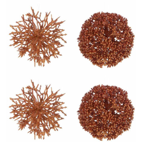 Lot de 4 Boules de Noël "Corail" 10cm Orange
