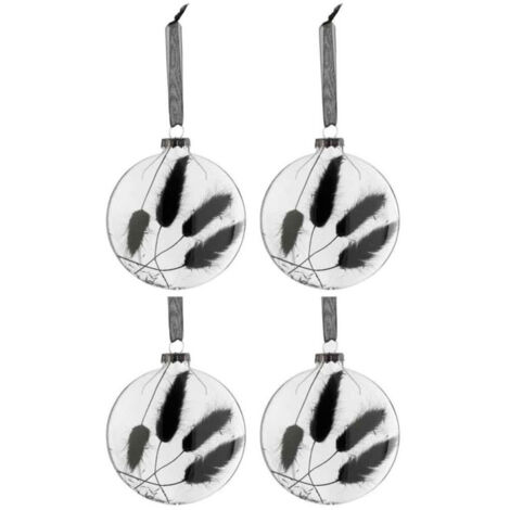 Lot de 4 Boules de Noël "Fleurs Séchées II" 10cm Noir