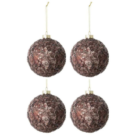 Lot de 4 Boules de Noël "Givres" 10cm Marron