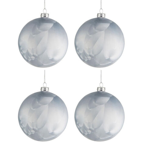 Lot de 4 Boules de Noël "Glacé" 10cm Bleu