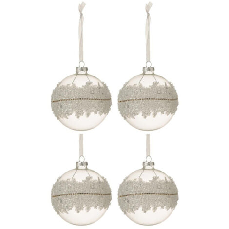 Lot de 4 Boules de Noël "Glace" 10cm Transparent