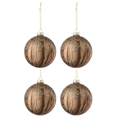 Lot de 4 Boules de Noël "Latoya" 10cm Marron