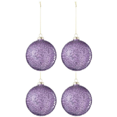 Lot de 4 Boules de Noël "Perla" 10cm Mauve