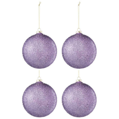 Lot de 4 Boules de Noël "Perla" 12cm Mauve