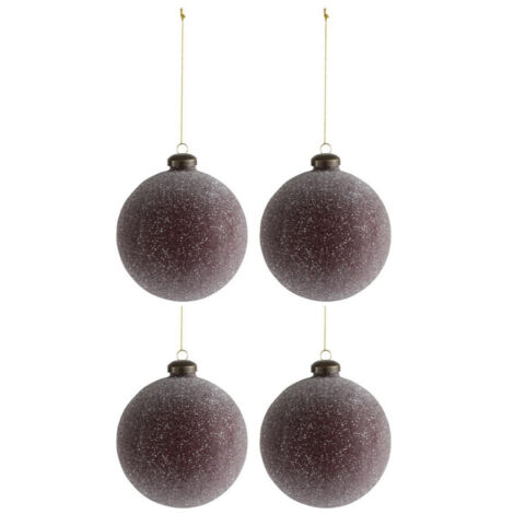 Lot de 4 Boules de Noël "Perles" 10cm Bordeaux