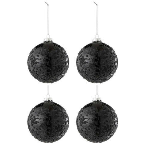 Lot de 4 Boules de Noël Perles "Zelma" 10cm Noir
