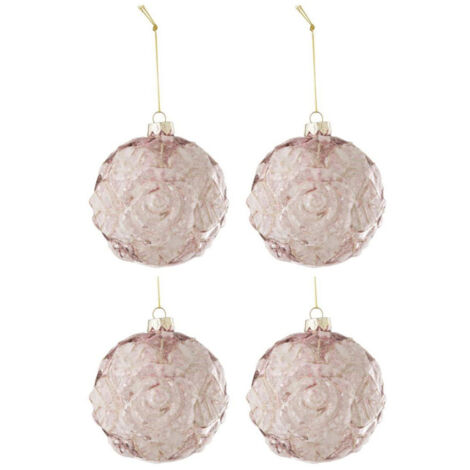 Lot de 4 Boules de Noël "Rosie" 10cm Rose